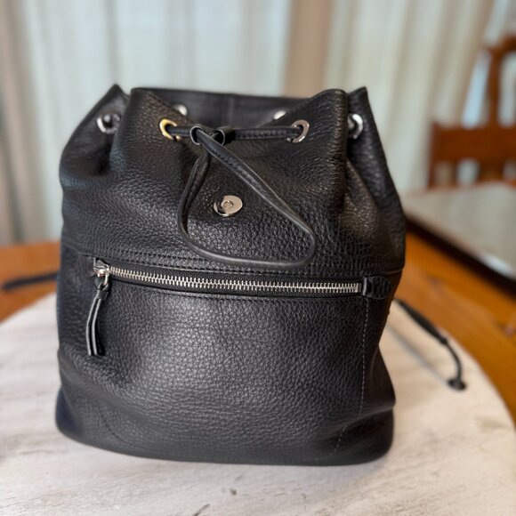 Vince Camuto Black Leather Convertible‎ Backpack Purse - Picture 5 of 8
